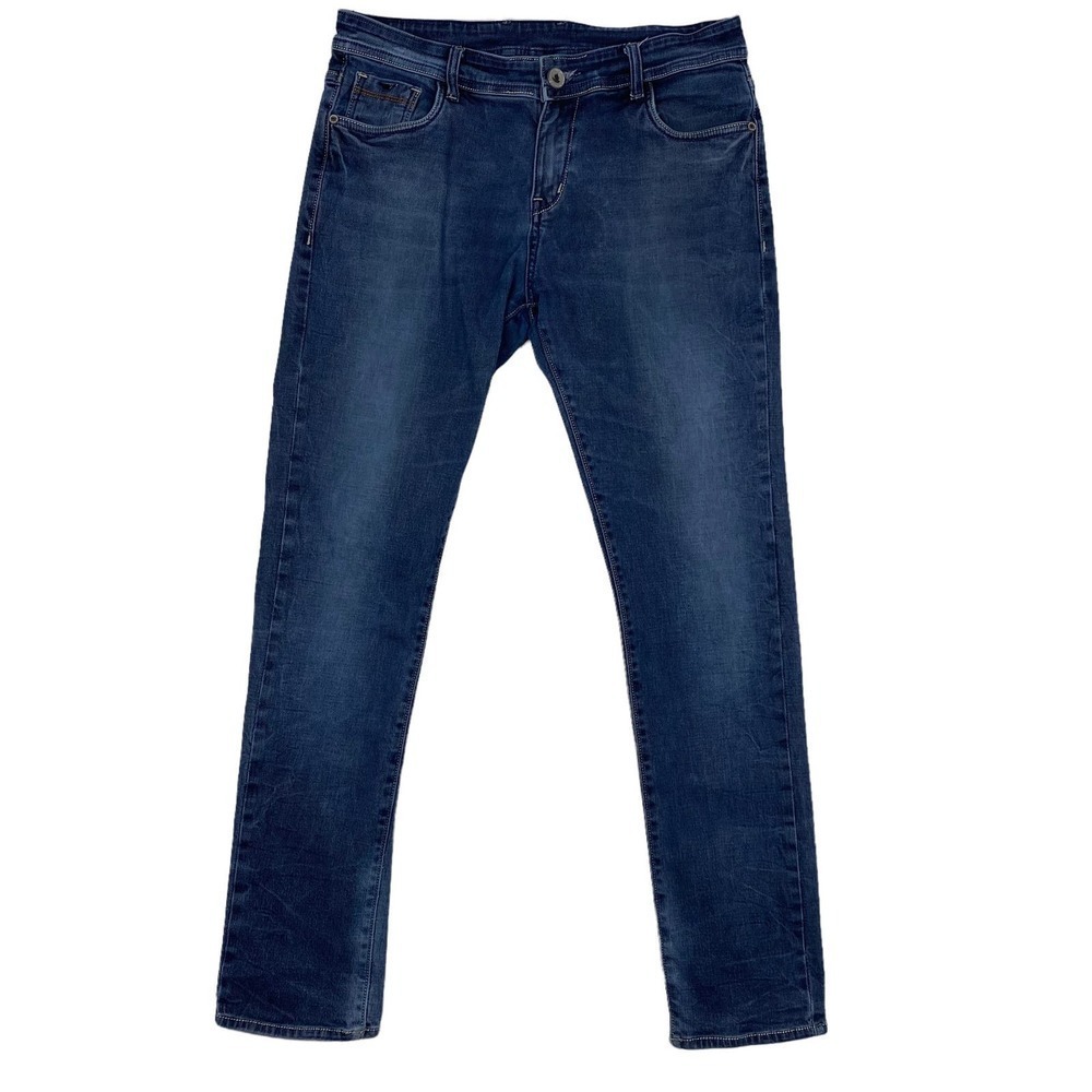 Tuf Enuf Mid Rise Straight Leg Stretch Dark Wash Blue Denim Work Jeans Size36x30